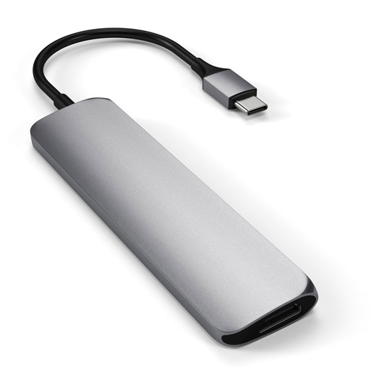 USB-хаб Satechi Slim Aluminum Type-C Multi-Port Adapter 4K with Type-C Charging Port V2 Space Gray - ціна, характеристики, відгуки, розстрочка, фото 3