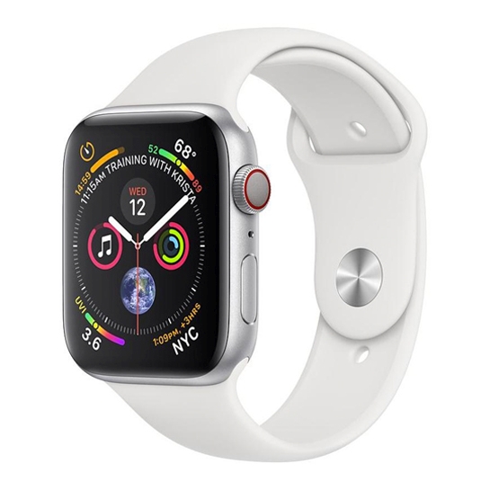 Смарт-годинник Apple Watch Series 4 + LTE 44mm Silver Aluminum Case with White Sport Band - ціна, характеристики, відгуки, розстрочка, фото 1