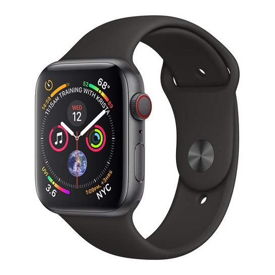 Смарт-годинник Apple Watch Series 4 + LTE 44mm Space Gray Aluminum Case with Black Sport Band - цена, характеристики, отзывы, рассрочка, фото 1