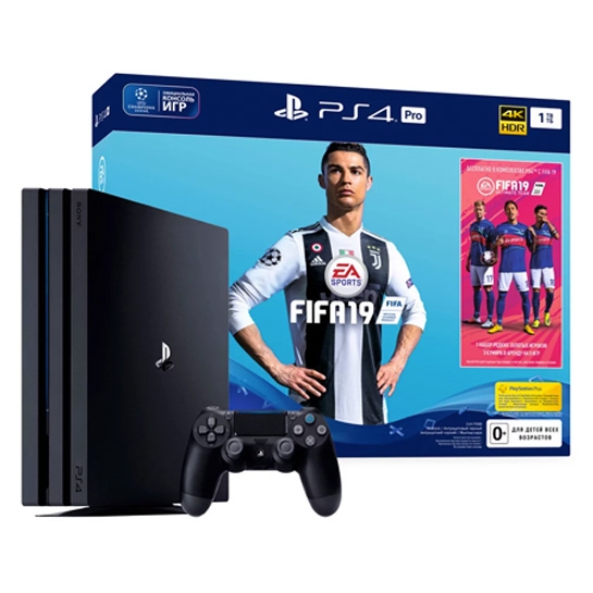 Ігрова консоль Sony PlayStation 4 Pro 1TB + FIFA19 - ціна, характеристики, відгуки, розстрочка, фото 1