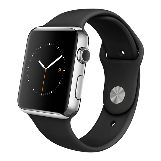 Смарт Часы Apple Watch 42mm Stainless Steel Case Black Sport Band - цена, характеристики, отзывы, рассрочка, фото 1