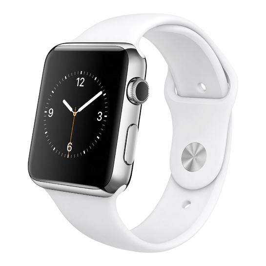 Смарт Годинник Apple Watch 42mm Stainless Steel Case White Sport Band - ціна, характеристики, відгуки, розстрочка, фото 1
