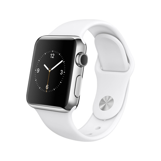 Смарт Часы Apple Watch 38mm Stainless Steel Case White Sport Band - цена, характеристики, отзывы, рассрочка, фото 1