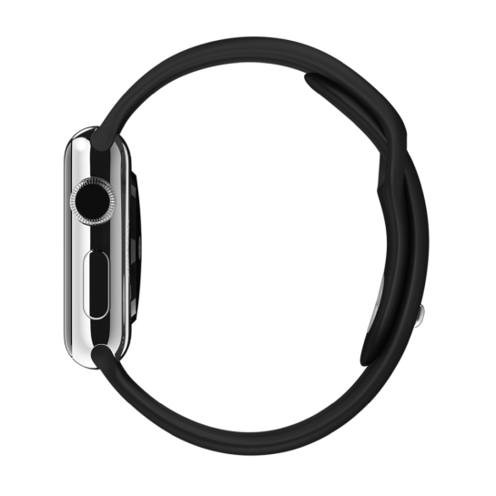 Смарт Годинник Apple Watch 38mm Stainless Steel Case Black Sport Band - ціна, характеристики, відгуки, розстрочка, фото 3