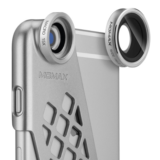 Объектив Momax X-Lens Advance Case for iPhone 6/6S 2in1 Macro/Wide Silver* - цена, характеристики, отзывы, рассрочка, фото 1