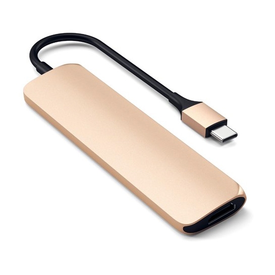 USB-хаб Satechi Slim Aluminum Type-C Multi-Port Adapter 4K with Type-C Charging Port V2 Gold - ціна, характеристики, відгуки, розстрочка, фото 2