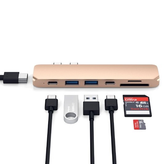 USB-хаб Satechi Aluminum Type-C USB Pro Hub Adapter Gold - цена, характеристики, отзывы, рассрочка, фото 4