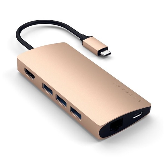 USB-хаб Satechi Type-C Multi-Port Adapter 4K with Ethernet V2 Gold - цена, характеристики, отзывы, рассрочка, фото 1