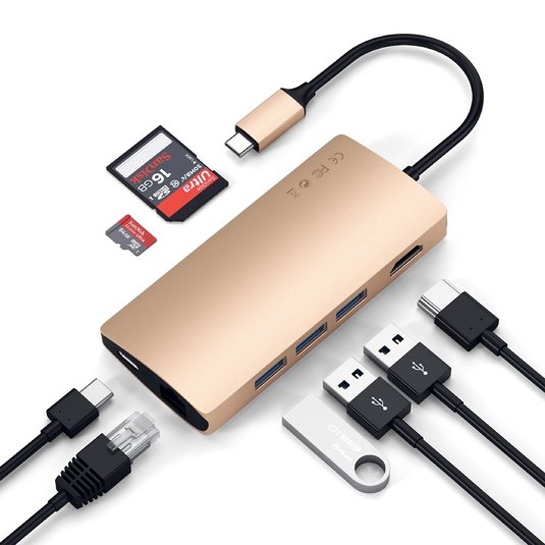 USB-хаб Satechi Type-C Multi-Port Adapter 4K with Ethernet V2 Gold - цена, характеристики, отзывы, рассрочка, фото 3