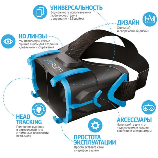 Шлем віртуальної реальності Fibrum Model Pro for Universal Combo Pack Black * - ціна, характеристики, відгуки, розстрочка, фото 4