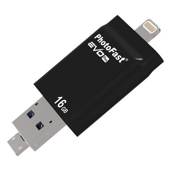 Зовнішній накопичувач USB-flash PhotoFast i-Flashdrive EVO Plus 16Gb Black (USB-microUSB/Lightning) - ціна, характеристики, відгуки, розстрочка, фото 2