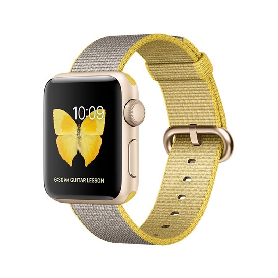 Смарт Годинник Apple Watch Series 2 38mm Gold Aluminum Case with Yellow/Light Gray Woven Nylon - ціна, характеристики, відгуки, розстрочка, фото 1