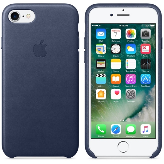 Чохол Apple Leather Case for iPhone 8/7 Midnight Blue* - ціна, характеристики, відгуки, розстрочка, фото 3