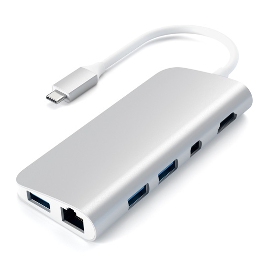 USB-хаб Satechi Aluminum Type-C Multimedia Adapter Silver - ціна, характеристики, відгуки, розстрочка, фото 1