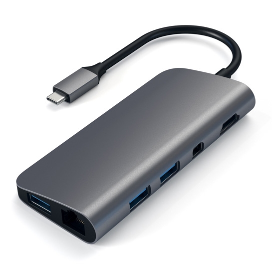 USB-хаб Satechi Aluminum Type-C Multimedia Adapter Space Gray - ціна, характеристики, відгуки, розстрочка, фото 1