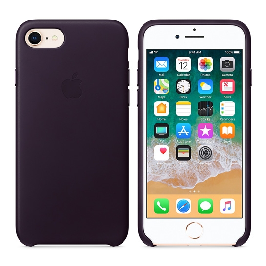 Чехол Apple Leather Case for iPhone 8 Dark Aubergine* - цена, характеристики, отзывы, рассрочка, фото 2