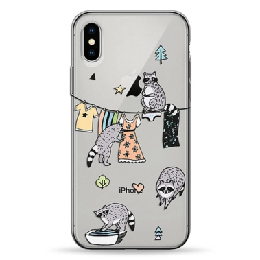 Чехол Pump Transparency Case for iPhone X/XS Raccoon Family # - цена, характеристики, отзывы, рассрочка, фото 1