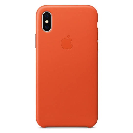 Чехол Apple Leather Case for iPhone X Bright Orange - цена, характеристики, отзывы, рассрочка, фото 1