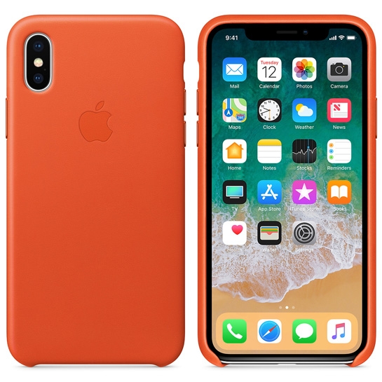 Чехол Apple Leather Case for iPhone X Bright Orange - цена, характеристики, отзывы, рассрочка, фото 2