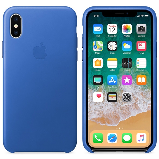 Чехол Apple Leather Case for iPhone X Electric Blue - цена, характеристики, отзывы, рассрочка, фото 2