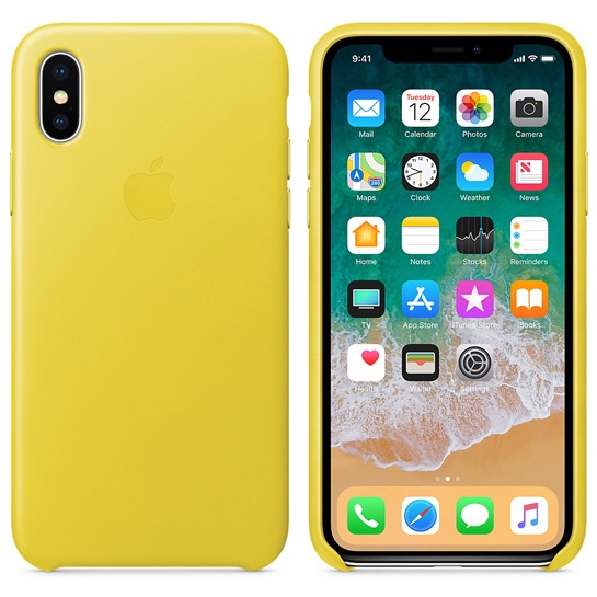 Чехол Apple Leather Case for iPhone X Spring Yellow - цена, характеристики, отзывы, рассрочка, фото 2