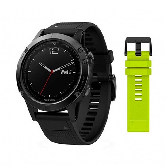 Спортивные часы Garmin Fenix 5 Sapphire Black with Black & Yellow Silicon Bands - цена, характеристики, отзывы, рассрочка, фото 1