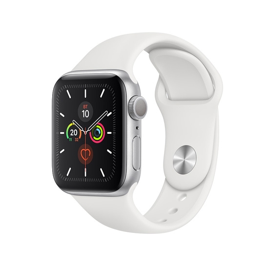 Смарт-годинник Apple Watch Series 5 40mm Silver Aluminum Case with White Sport Band - ціна, характеристики, відгуки, розстрочка, фото 1