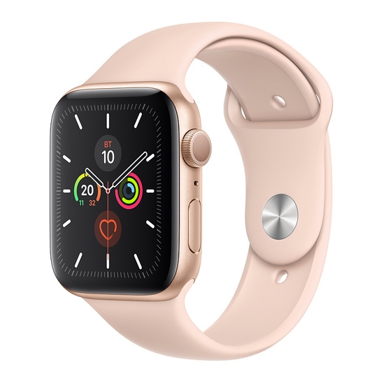 Смарт-годинник Apple Watch Series 5 44mm Gold Aluminum Case with Pink Sand Sport Band - ціна, характеристики, відгуки, розстрочка, фото 1