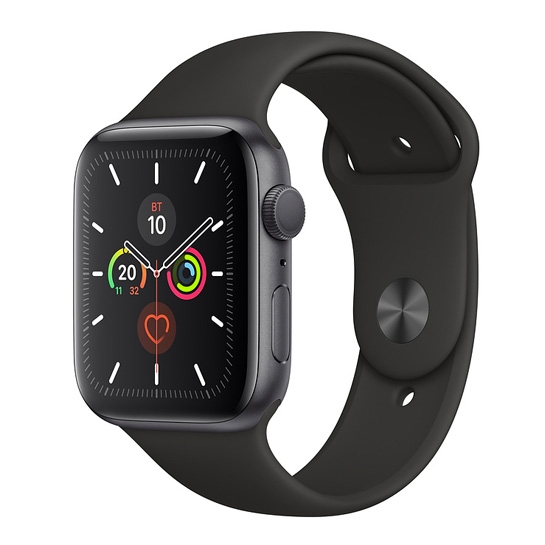 Смарт-годинник Apple Watch Series 5 44mm Space Gray Aluminum Case with Black Sport Band - ціна, характеристики, відгуки, розстрочка, фото 1