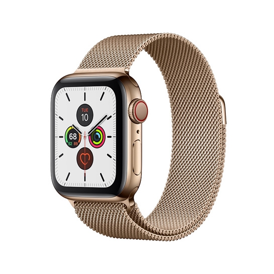 Смарт-годинник Apple Watch Series 5 + LTE 40mm Gold Stainless Steel Case with Gold Milanese Loop - ціна, характеристики, відгуки, розстрочка, фото 1
