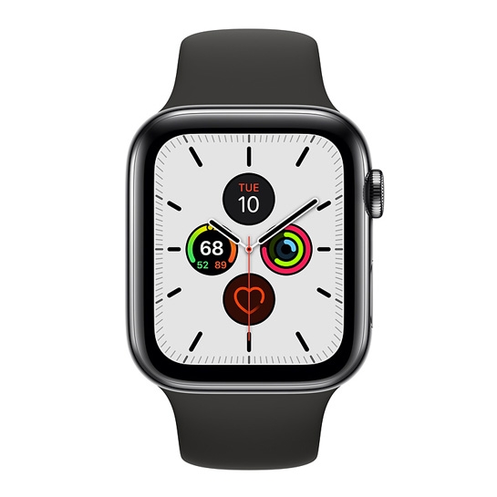 Смарт-годинник Apple Watch Series 5 + LTE 44mm Space Black Stainless Steel Case with Black Sport Band - ціна, характеристики, відгуки, розстрочка, фото 3