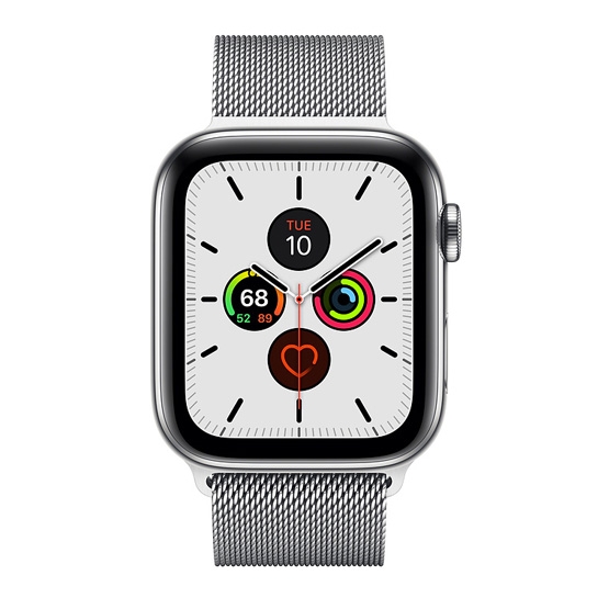 Смарт-часы Apple Watch Series 5 + LTE 44mm Stainless Steel Case with Silver Milanese Loop - цена, характеристики, отзывы, рассрочка, фото 3