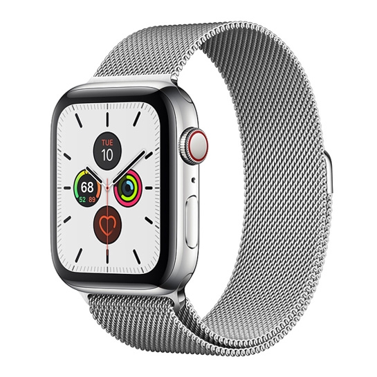 Смарт-годинник Apple Watch Series 5 + LTE 44mm Stainless Steel Case with Silver Milanese Loop - ціна, характеристики, відгуки, розстрочка, фото 1