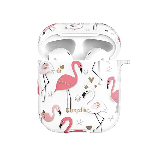 Чохол Kingxbar Swarovski Plastic Case for Apple AirPods Flamingo Golden Crown