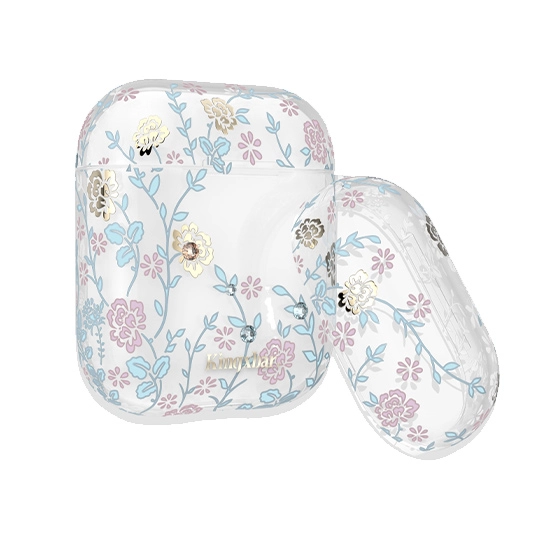 Чехол Kingxbar Swarovski Plastic Case for Apple AirPods Pink-Blue Flower