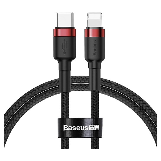 Кабель Baseus Cafule Lightning to USB-C Cable 18W Red/Black - ціна, характеристики, відгуки, розстрочка, фото 1