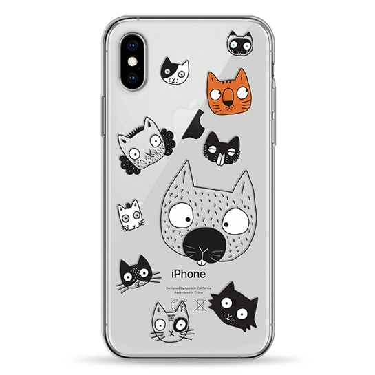 Чехол Pump Transparency Case for iPhone X/XS Cats Faces #