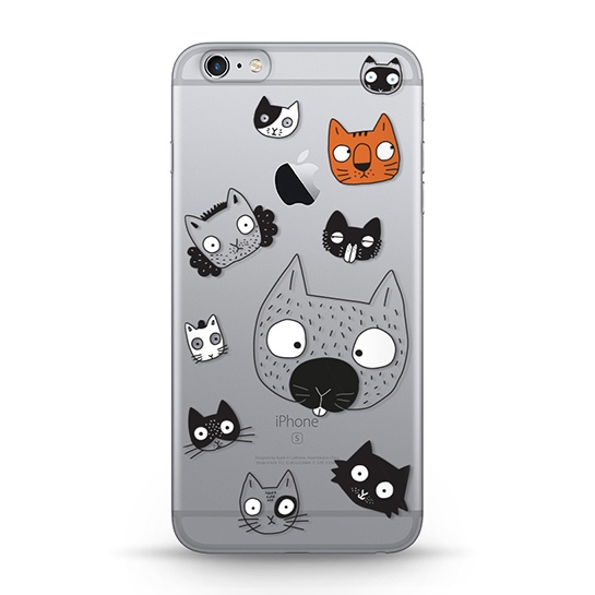 Чехол Pump Transparency Case for iPhone 6/6S Cats Faces # - цена, характеристики, отзывы, рассрочка, фото 1