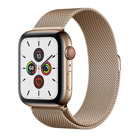 Смарт-годинник Apple Watch Series 5 + LTE 44mm Gold Stainless Steel Case with Gold Milanese Loop - ціна, характеристики, відгуки, розстрочка, фото 1