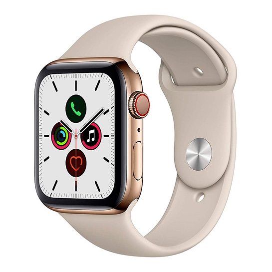 Смарт-годинник Apple Watch Series 5 + LTE 44mm Gold Stainless Steel Case with Stone Sport Band - цена, характеристики, отзывы, рассрочка, фото 1