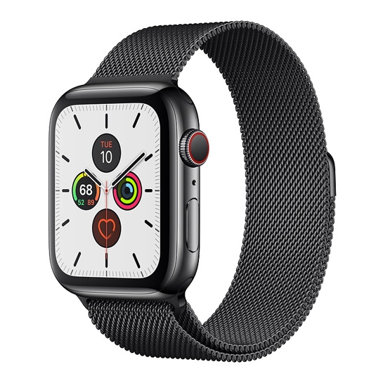 Смарт-годинник Apple Watch Series 5 + LTE 44mm Space Black Stainless Steel Case with Black Milanese Loop - цена, характеристики, отзывы, рассрочка, фото 1