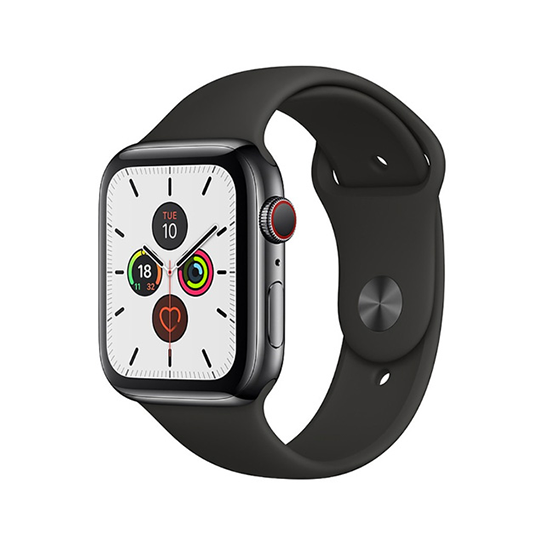 Смарт-часы Apple Watch Series 5 + LTE 40mm Space Black Stainless Steel Case with Black Sport Band - цена, характеристики, отзывы, рассрочка, фото 1