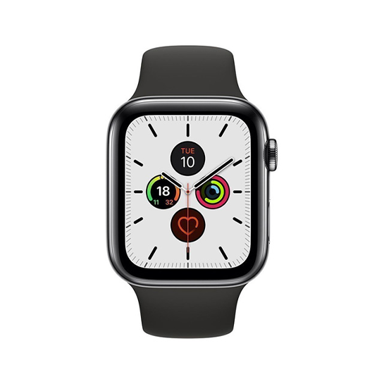 Смарт-часы Apple Watch Series 5 + LTE 40mm Space Black Stainless Steel Case with Black Sport Band - цена, характеристики, отзывы, рассрочка, фото 2