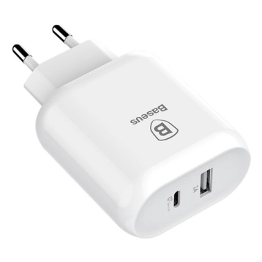 Сетевое зарядное устройство Baseus Bojure Series USB Wall Charger with USB-C Quick Charge 32W White - цена, характеристики, отзывы, рассрочка, фото 1