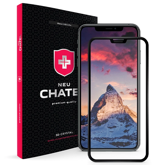 Стекло +NEU Chatel Full 3D Crystal with Mesh for iPhone XS Max/11 Pro Max Front Black
