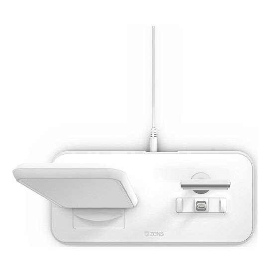 Бездротовий зарядний пристрій ZENS Stand + Dock Aluminium Wireless Charger 10W White - ціна, характеристики, відгуки, розстрочка, фото 3