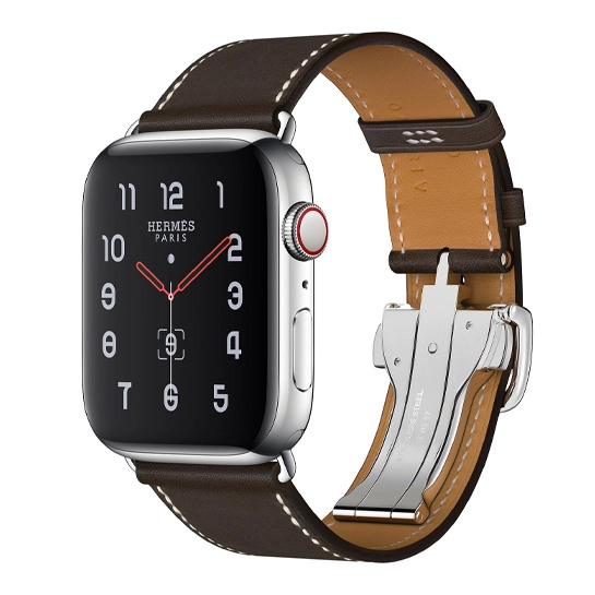 Смарт-часы Apple Watch Hermes Series 5 + LTE 44mm Stainless Steel Case with Ebene Single Buckle