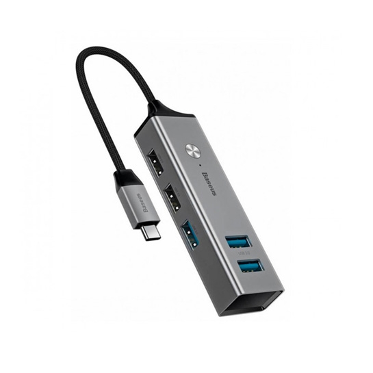 USB-хаб Baseus Cube USB-C to 5 USB HUB Dark Gray - ціна, характеристики, відгуки, розстрочка, фото 1