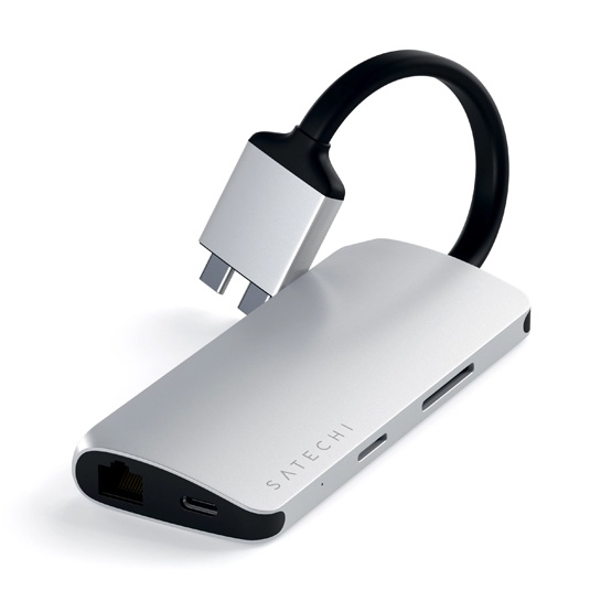 USB-хаб Satechi Aluminum Type-C Dual Multimedia Adapter Silver - цена, характеристики, отзывы, рассрочка, фото 2