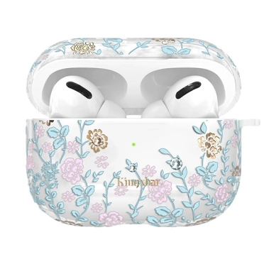 Чехол Kingxbar Swarovski Plastic Case for Apple AirPods Pro Pink-Blue Flower - цена, характеристики, отзывы, рассрочка, фото 1
